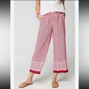 J Jill wide leg pants pull on size XL paisley‎ printed cropped culottes pockets